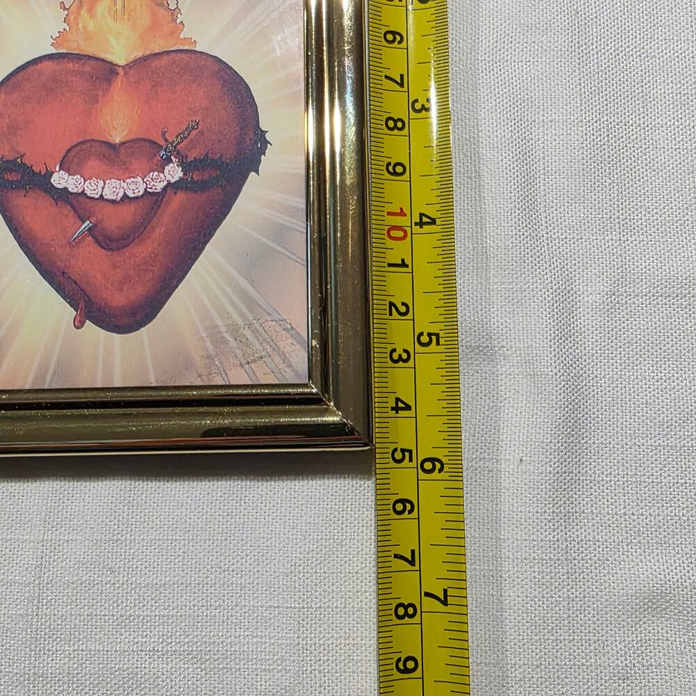 Sacred Heart Gold Framed Religious Art Picture 9" x 6" - Picture 7 of 8